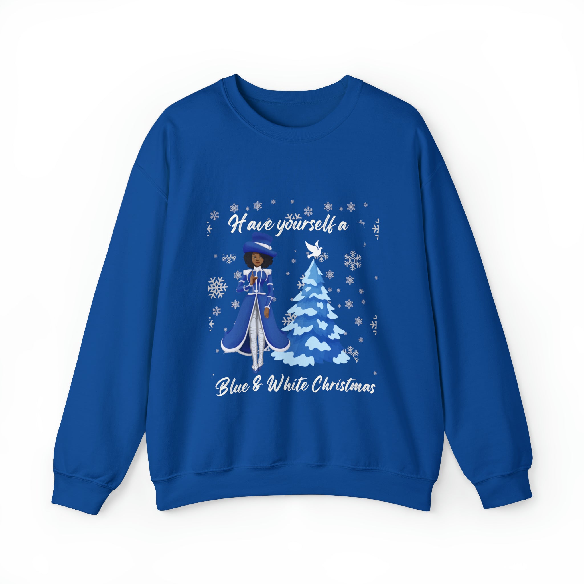 Blue and white christmas sweater sale